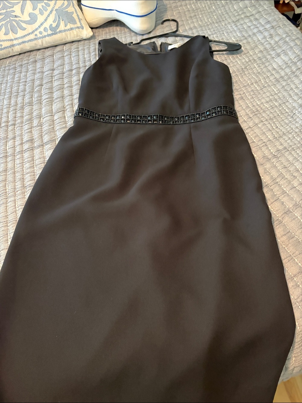 Kasper Black Beaded Waist Sheath Dress